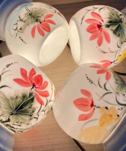 Combo Đèn Xông Tinh Dầu Mini Miệng Tròn Hoa Sen