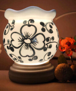 Đèn Xông Tinh Dầu Size Lớn Miệng Lượn- Hoa Hồng Đen