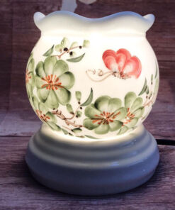 Đèn Xông Tinh Dầu Size Lớn Miệng Lượn- Hoa Đào Xanh