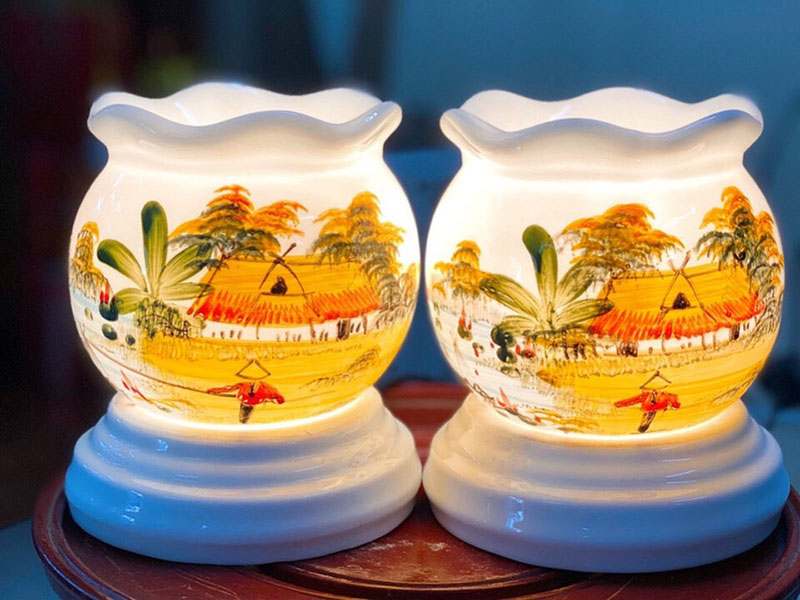 Đèn Xông Tinh Dầu Size Lớn Miệng Lượn- Làng Quê S3