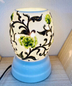 Đèn Xông Tinh Dầu Bát Tràng Dáng Xoài- Hoa Xanh