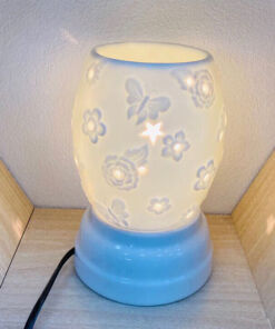 Đèn Xông Tinh Dầu Bát Tràng Dáng Xoài- Hoa Nổi