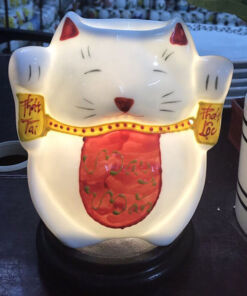 Đèn Xông Tinh Dầu Bát Tràng Mèo Phát Tài Phát Lộc S2