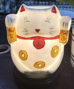 Đèn Xông Tinh Dầu Bát Tràng Mèo Thần Tài Chữ Lộc