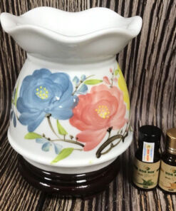 Đèn Xông Tinh Dầu Bát Tràng Dáng Eo Hoa Lá