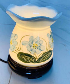 Đèn Xông Tinh Dầu Bát Tràng Dáng Eo Hoa Mâm Xôi