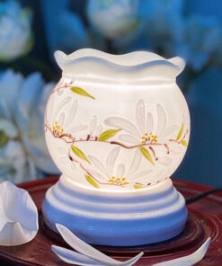 Đèn Xông Tinh Dầu Bát Tràng Dáng Lượn Hoa Anh Đào