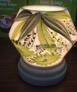 Đèn Xông Tinh Dầu Bát Tràng Dáng Lồng Lá Xanh