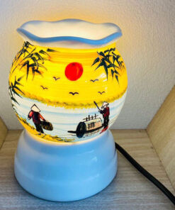 Đèn Xông Tinh Dầu Bát Tràng Mini Miệng Lượn Chiều Quê