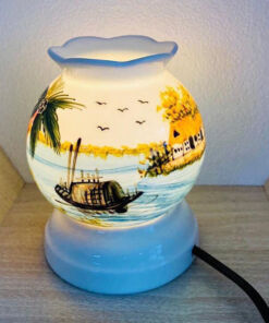 Đèn Xông Tinh Dầu Bát Tràng Mini Miệng Lượn Cảnh Quê