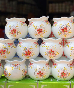 Đèn Xông Tinh Dầu Bát Tràng Mini Miệng Lượn Hoa Mai