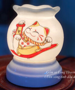 Đèn Xông Tinh Dầu Mini Miệng Lượn Mèo Tài Lộc