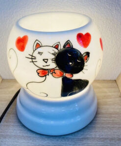 Đèn Xông Tinh Dầu Bát Tràng Mini Miệng Lượn Mèo Yêu