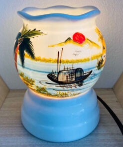 Đèn Xông Tinh Dầu Bát Tràng Mini Miệng Lượn Phong Cảnh