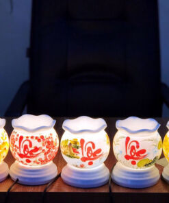 Đèn Xông Tinh Dầu Bát Tràng Mini Miệng Lượn Thư Pháp