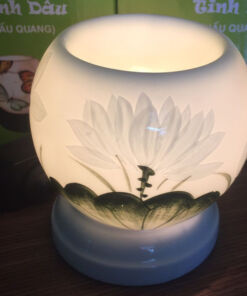 Đèn Xông Tinh Dầu Bát Tràng Mini Miệng Tròn Bạch Liên