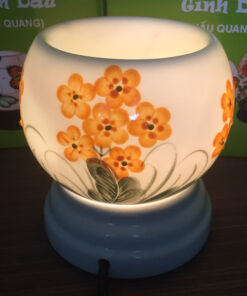 Đèn Xông Tinh Dầu Bát Tràng Mini Miệng Tròn Cúc Hoa