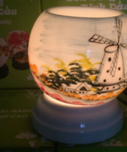 Đèn Xông Tinh Dầu Bát Tràng Mini Miệng Tròn Cối Xay Gió