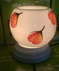 Đèn Xông Tinh Dầu Bát Tràng Mini Miệng Tròn Dâu Đỏ