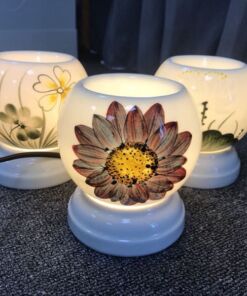 Đèn Xông Tinh Dầu Bát Tràng Mini Miệng Tròn Hoa Mặt Trời