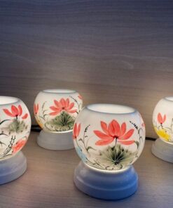Đèn Xông Tinh Dầu Bát Tràng Mini Miệng Tròn Hoa Sen