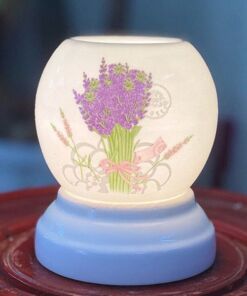 Đèn Xông Tinh Dầu Bát Tràng Mini Miệng Tròn Hoa Tím