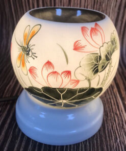 Đèn Xông Tinh Dầu Bát Tràng Miệng Tròn Hoa Sen