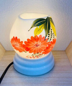 Đèn Xông Tinh Dầu Bát Tràng Mắt Ngọc Hoa Đỏ