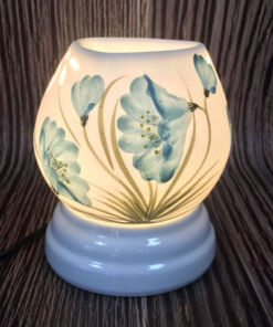 Đèn Xông Tinh Dầu Bát Tràng Mặt Ngọc Hoa Xanh