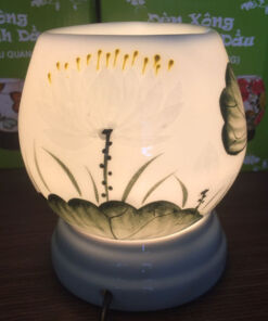 Đèn Xông Tinh Dầu Bát Tràng Mặt Ngọc Sen Trắng