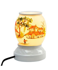 Đèn xông tinh dầu vẽ làng xóm S3 - Gốm sứ Bát Tràng