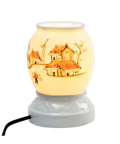 Đèn xông tinh dầu vẽ làng xóm S2 - Gốm sứ Bát Tràng