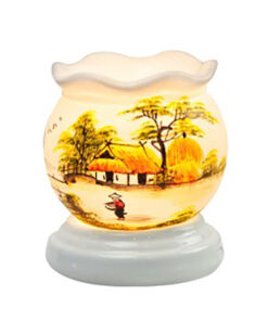 Đèn xông tinh dầu vẽ nhà tranh S7 size nhỏ - Gốm sứ Bát Tràng