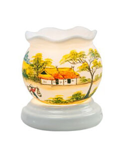 Đèn xông tinh dầu vẽ nhà tranh S8 size nhỏ - Gốm sứ Bát Tràng