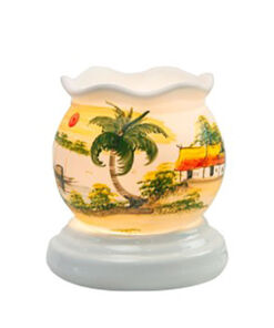 Đèn xông tinh dầu vẽ nhà trang S10 size nhỏ - Gốm sứ Bát Tràng