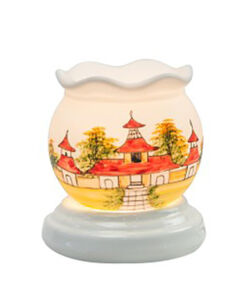 Đèn xông tinh dầu vẽ cổng đình S1 size nhỏ - Gốm sứ Bát Tràng