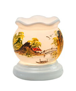 Đèn xông tinh dầu vẽ sông - núi | Gốm sứ Bát Tràng