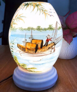 Đèn Xông Tinh Dầu Bát Tràng Dáng Trứng Thuyền Chài