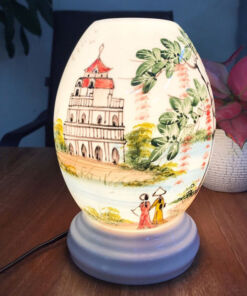 Đèn Xông Tinh Dầu Bát Tràng Dáng Trứng Hồ Gươm