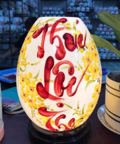 Đèn Xông Tinh Dầu Bát Tràng Dáng Trứng Phúc Lộc Thọ