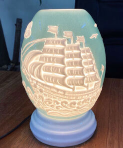 Đèn Xông Tinh Dầu Dáng Trứng Nổi Thuận Buồm Màu Xanh