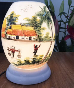Đèn Xông Tinh Dầu Bát Tràng Dáng Trứng Phong Cảnh