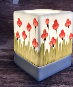 Đèn Xông Tinh Dầu Bát Tràng Dáng Vuông Hoa Tullip