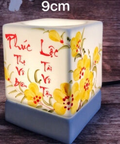 Đèn Xông Tinh Dầu Bát Tràng Dáng Vuông Phúc Lộc Thọ