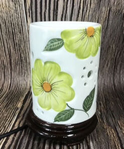 Đèn Xông Tinh Dầu Trụ Hoa Nổi - Hoa Xanh S2