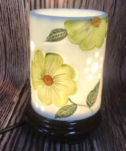 Đèn Xông Tinh Dầu Trụ Hoa Nổi - Hoa Xanh