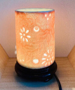 Đèn Xông Tinh Dầu Trụ Hoa Nổi - Màu Cam