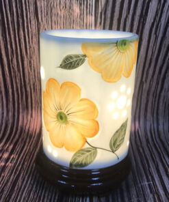 Đèn Xông Tinh Dầu Trụ Hoa Nổi -Màu Hoa Vàng