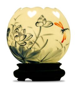 Đèn Xông Tinh Dầu Bát Tràng Miệng Lượn -Hoa Sen 102