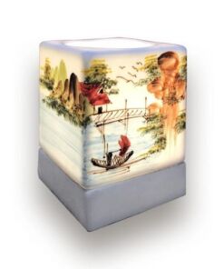 Đèn Xông Tinh Dầu Bát Tràng Dáng Vuông - Chiều Quê